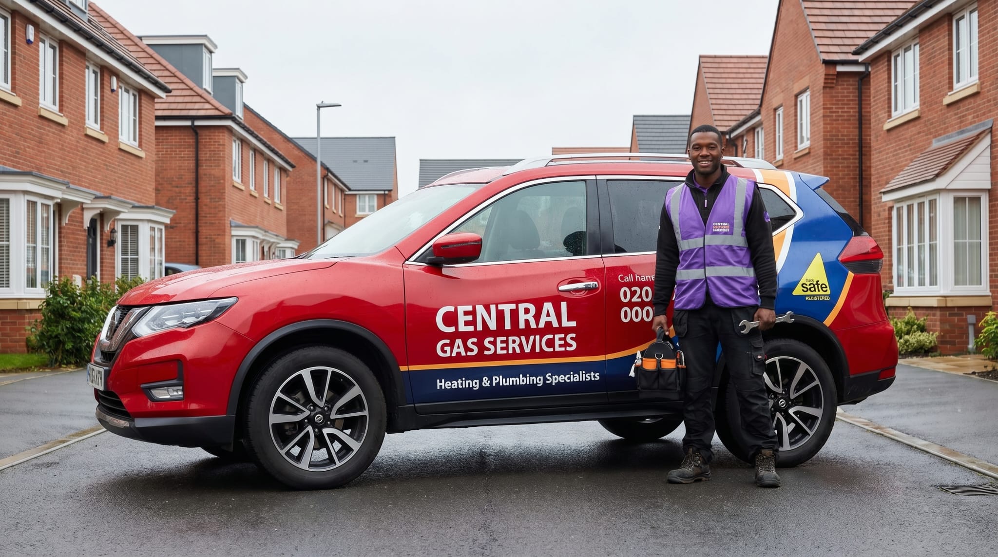Central Gas Services Ltd branded Nissan X-Trail service vehicle in South London